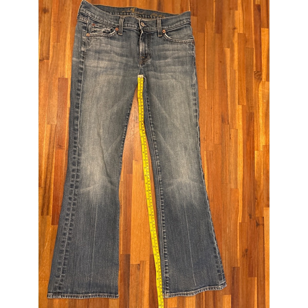 7 For All Mankind Flare Jeans Womens 27 Blue Excellent Mid Rise Bootcut Denim